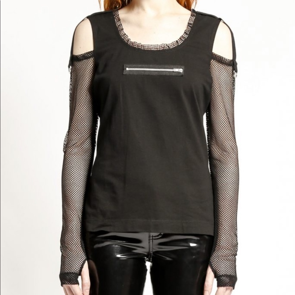 Tripp NYC Fishnet Sleeve Shirt